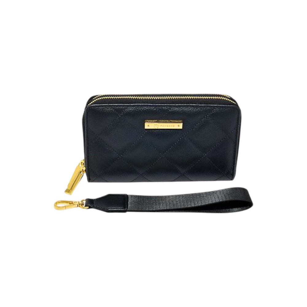 Joy Luxe Leather Best Gift Ever Double Wallet With Wrist Strap Black